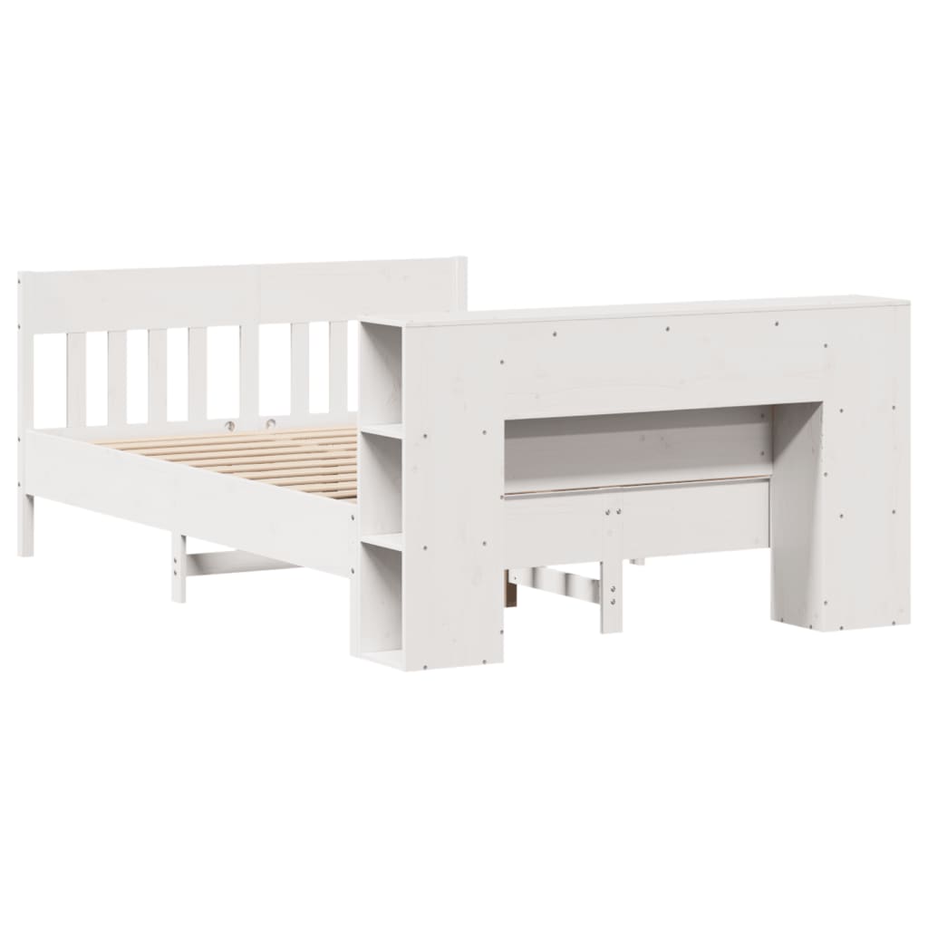 Bookcase Bed without Mattress White 120x200cm Solid Wood Pine