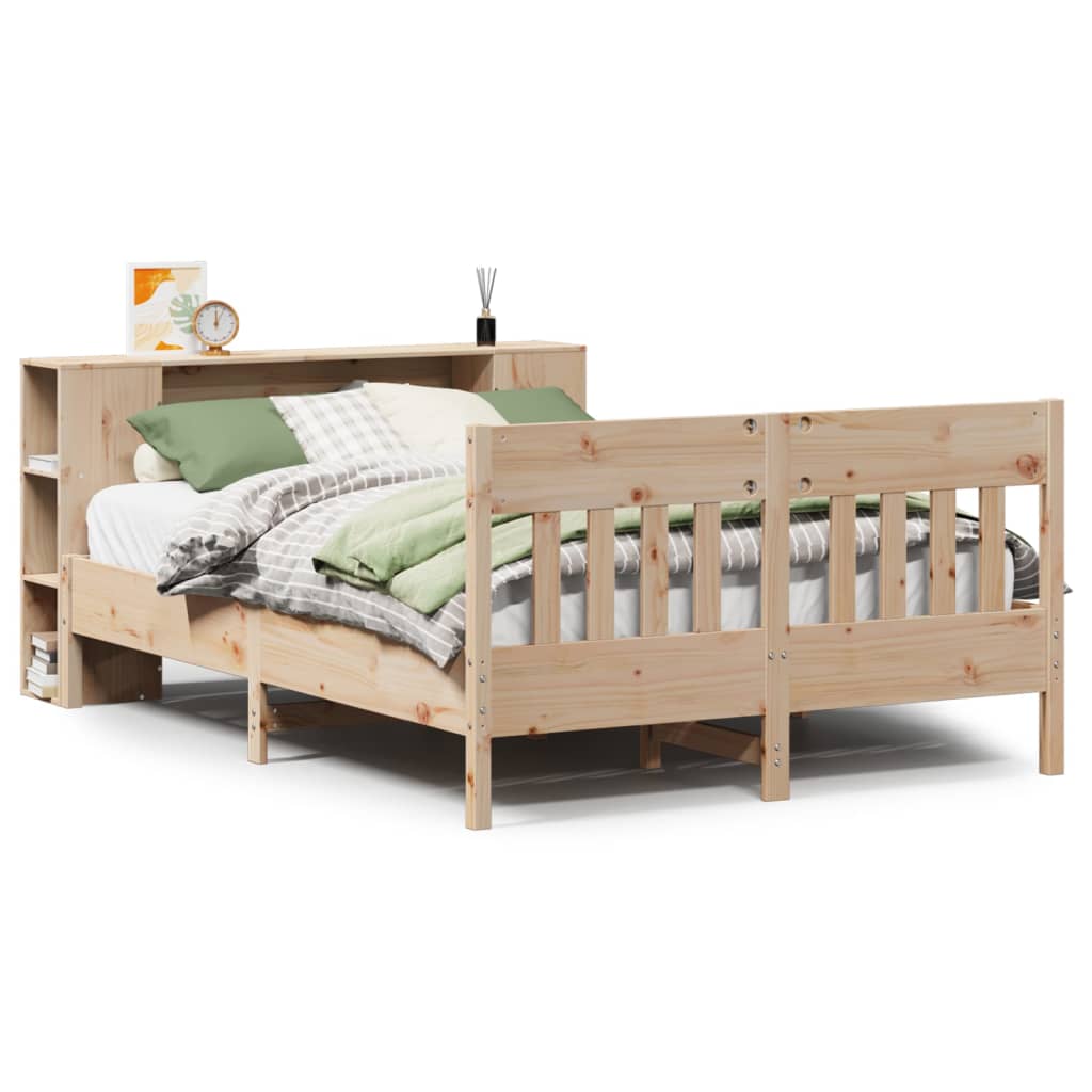 Bookcase Bed without Mattress 140x190cm Solid Wood Pine