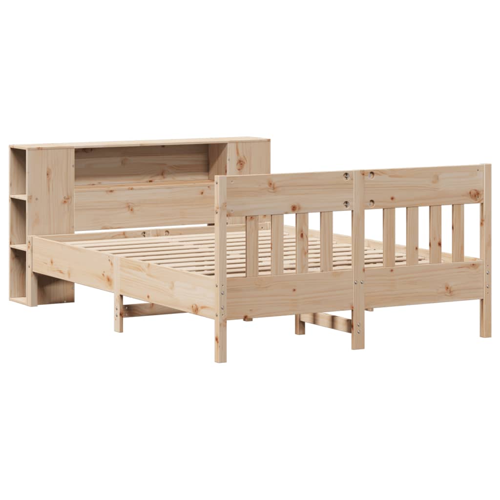 Bookcase Bed without Mattress 140x190cm Solid Wood Pine