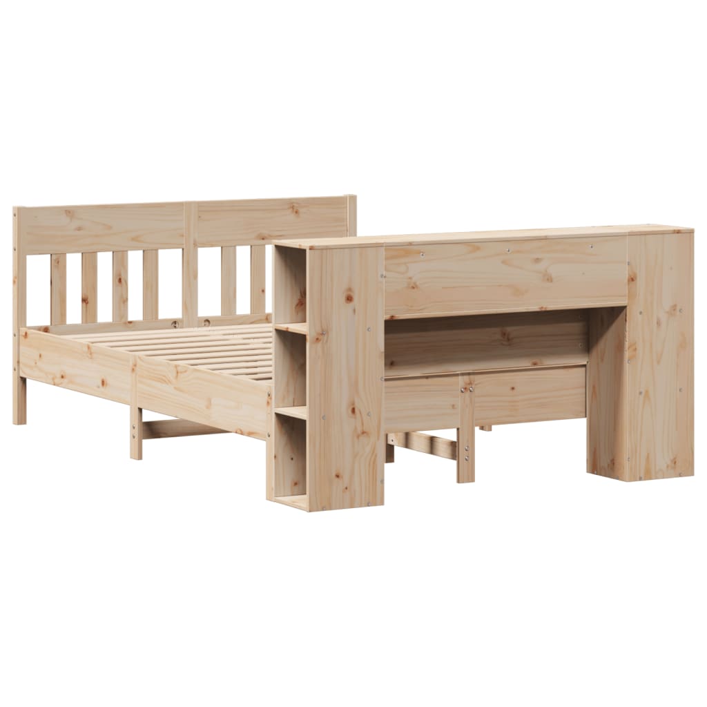 Bookcase Bed without Mattress 140x190cm Solid Wood Pine