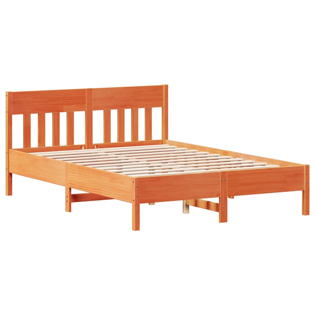 Bookcase Bed without Mattress Wax Brown 140x190cm Solid Wood Pine