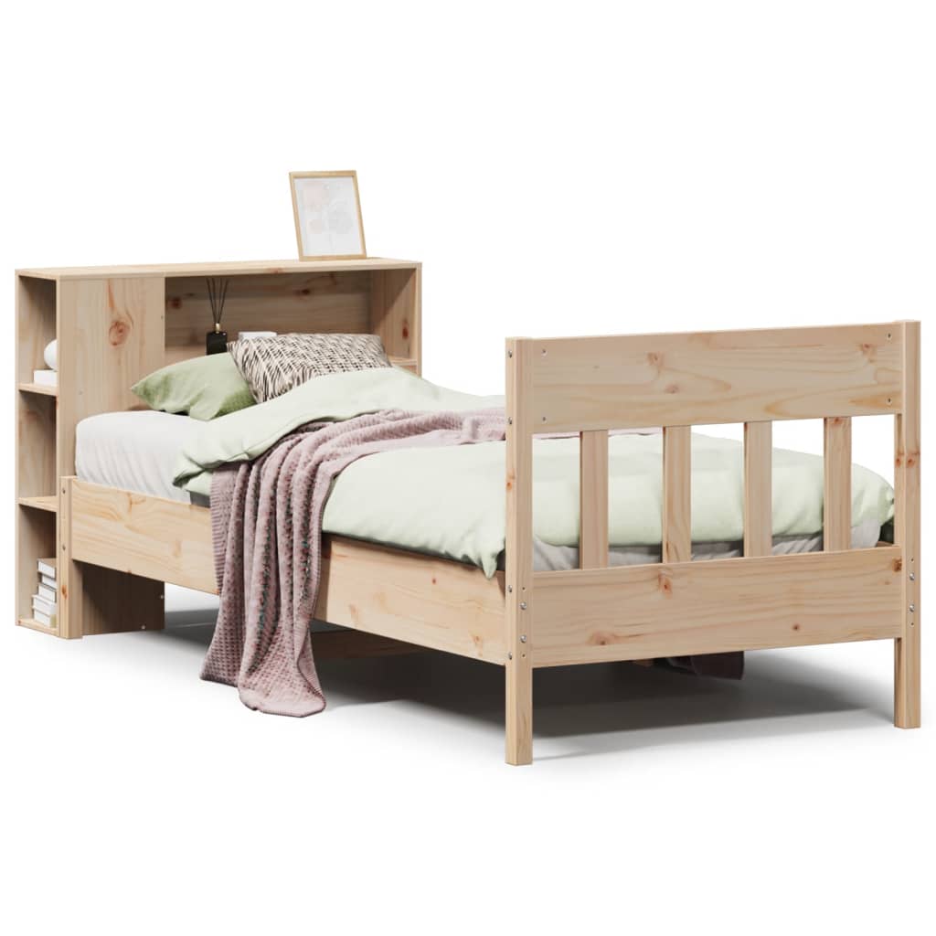 Bookcase Bed without Mattress 90x190 cm Single Solid Wood Pine