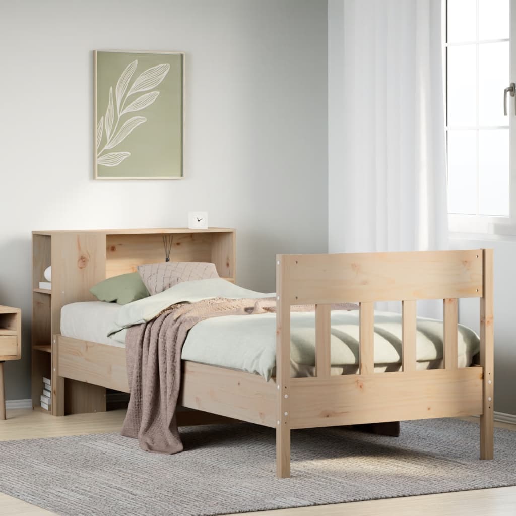 Bookcase Bed without Mattress 90x190 cm Single Solid Wood Pine