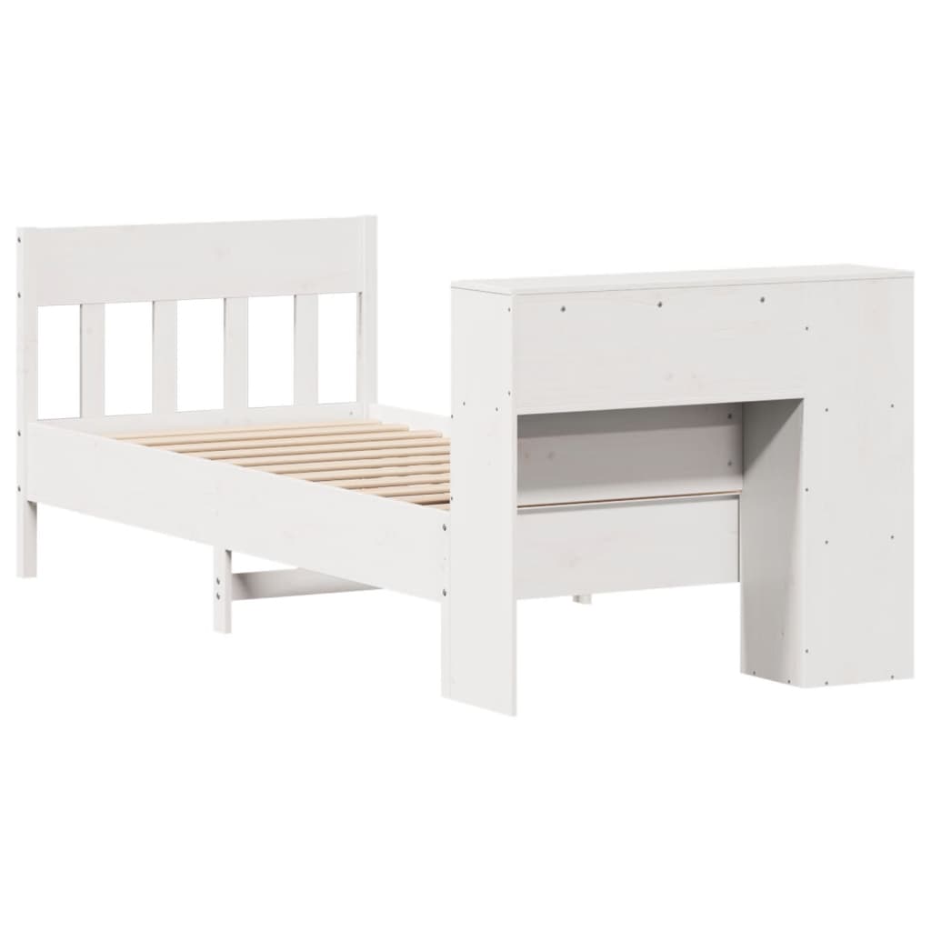 Bookcase Bed without Mattress White 90x190 cm Single Solid Wood Pine