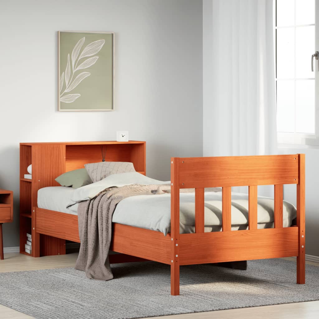 Bookcase Bed without Mattress Wax Brown 75x190 cm Small Single Solid Wood Pine