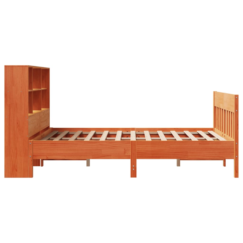 Bed Frame without Mattress Wax Brown 135x190 cm Double Solid Wood Pine