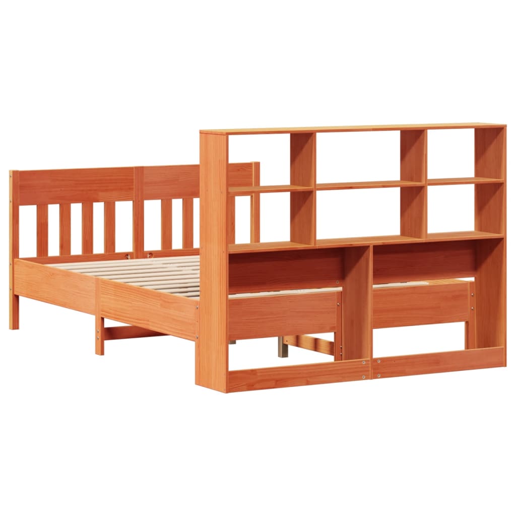Bed Frame without Mattress Wax Brown 135x190 cm Double Solid Wood Pine