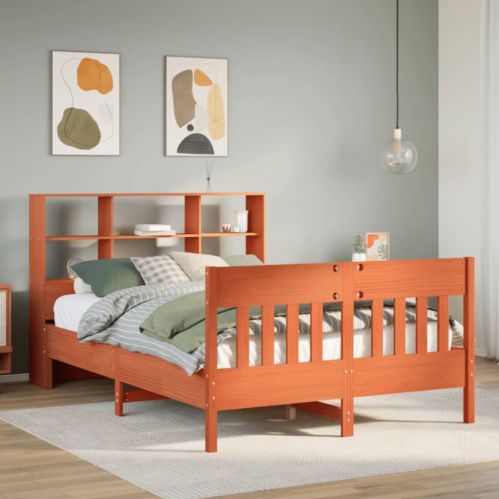 Bed Frame without Mattress Wax Brown 135x190 cm Double Solid Wood Pine