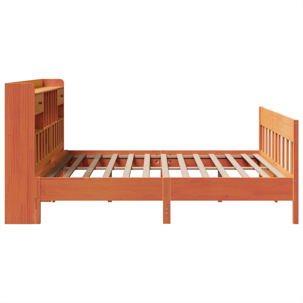 Bed Frame without Mattress Wax Brown 200x200 cm Solid Wood Pine