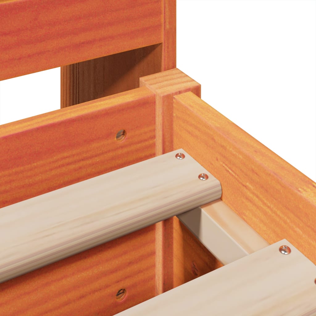 Bed Frame without Mattress Wax Brown 200x200 cm Solid Wood Pine