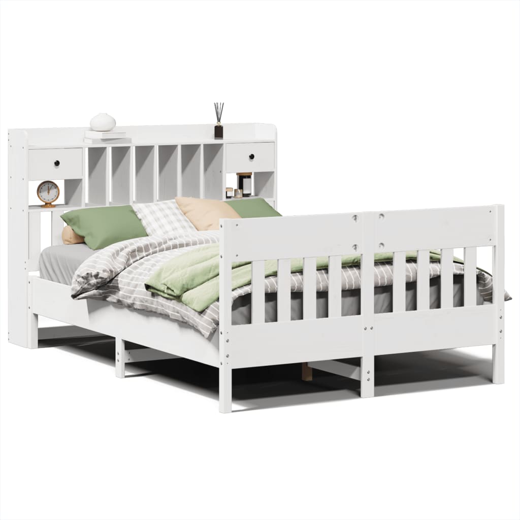 Bed Frame without Mattress White 140x190 cm Solid Wood Pine