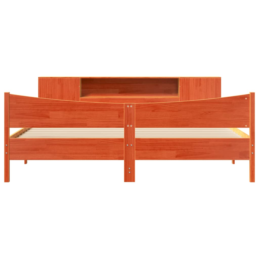 Bed Frame without Mattress Wax Brown 200x200 cm Solid Wood Pine