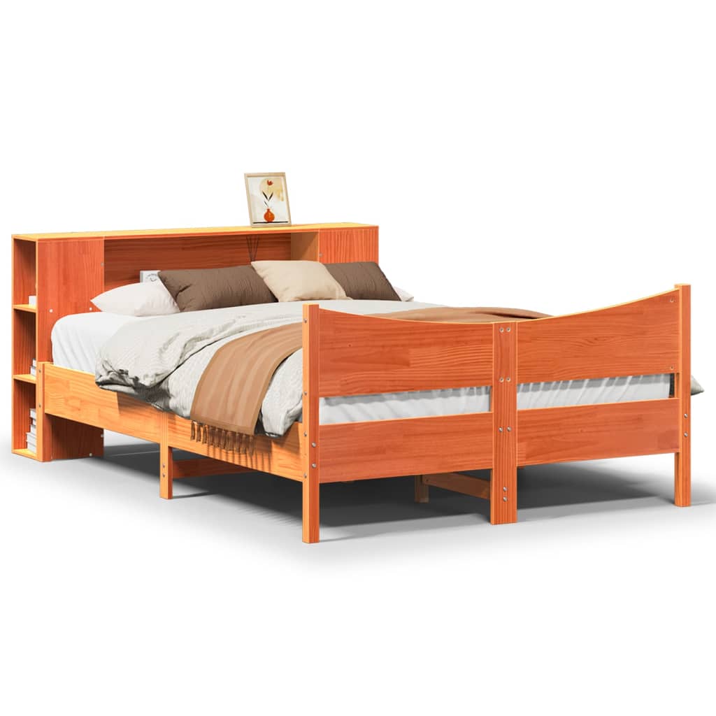 Bed Frame without Mattress Wax Brown 140x190 cm Solid Wood Pine