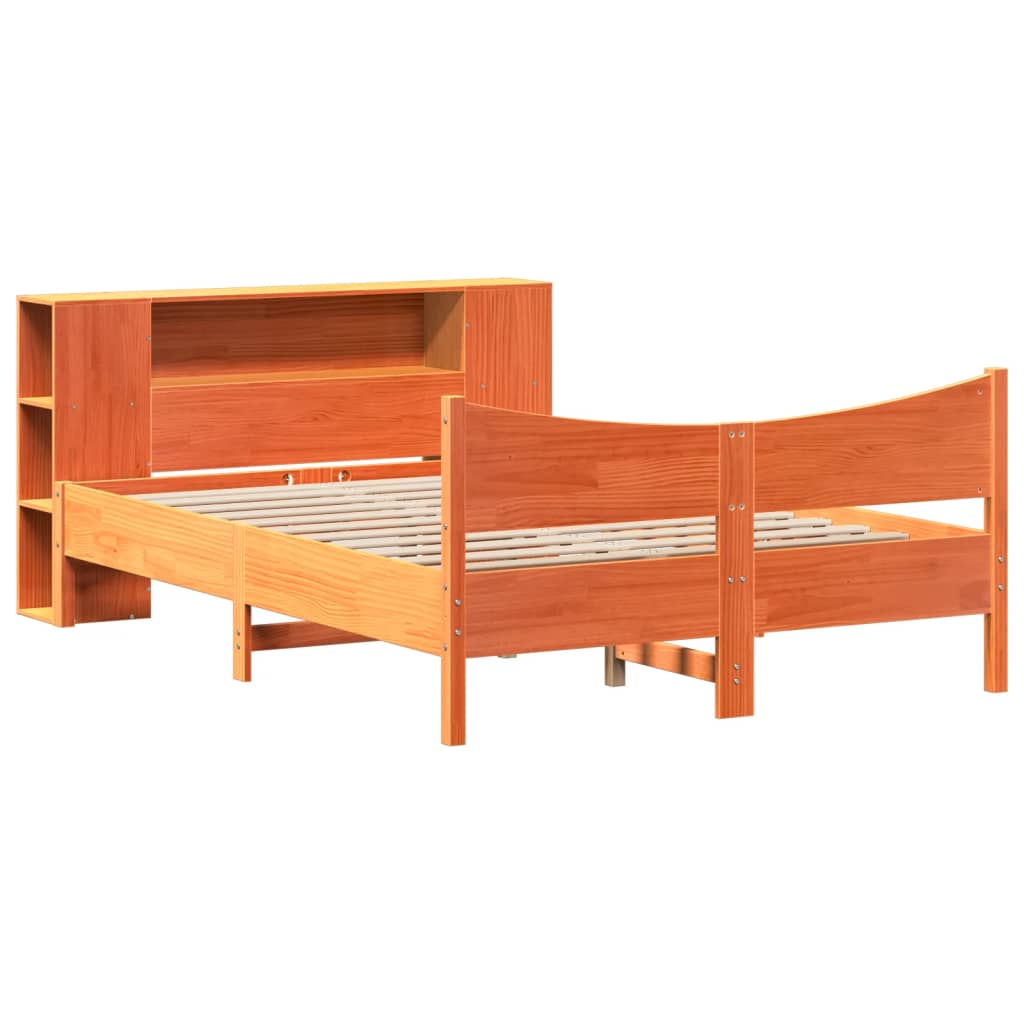 Bed Frame without Mattress Wax Brown 140x190 cm Solid Wood Pine