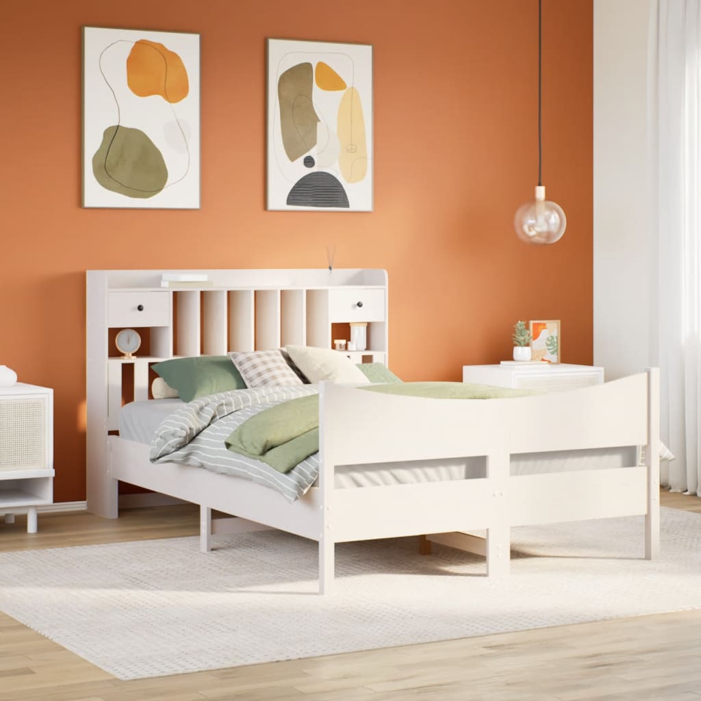 Bed Frame without Mattress White 140x200 cm Solid Wood Pine