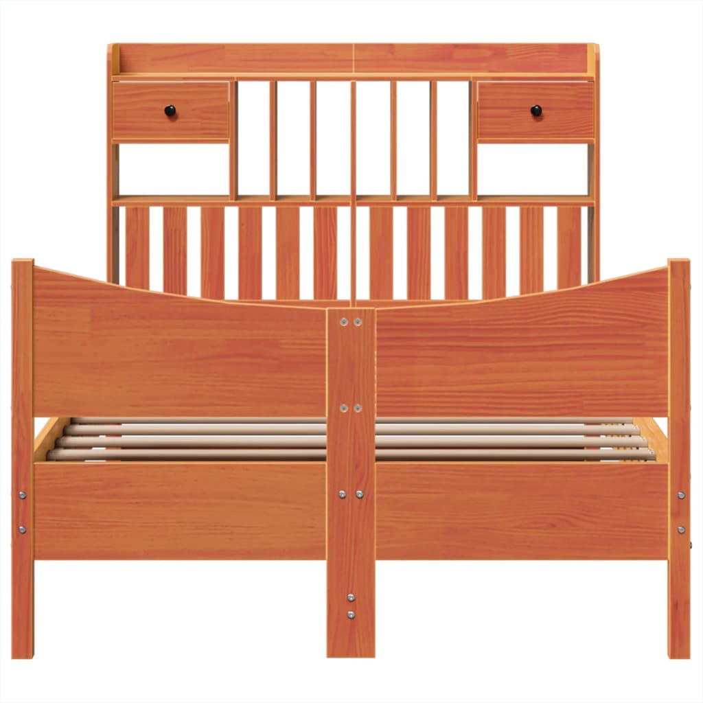 Bed Frame without Mattress Wax Brown 135x190 cm Double Solid Wood Pine