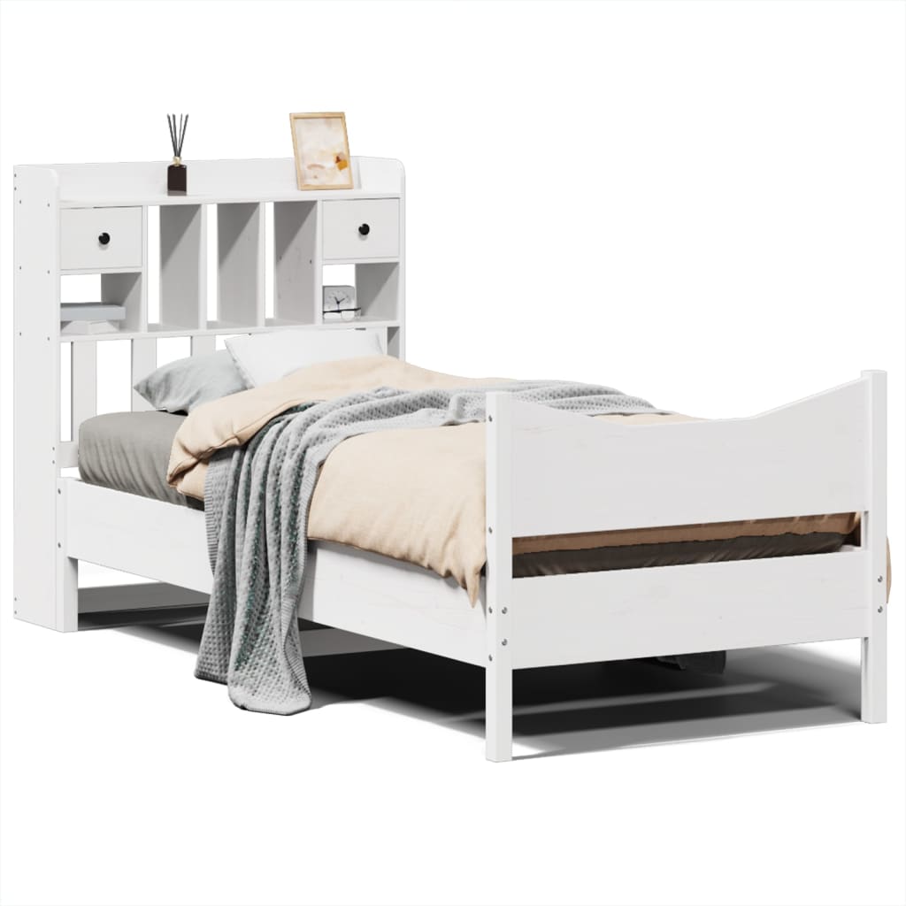 Bed Frame without Mattress White 75x190 cm Small Single Solid Wood Pine