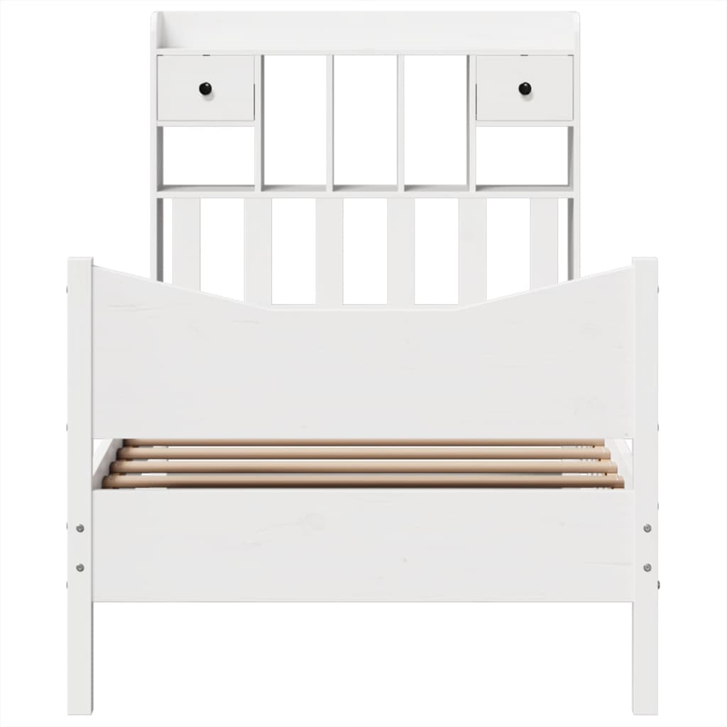 Bed Frame without Mattress White 75x190 cm Small Single Solid Wood Pine