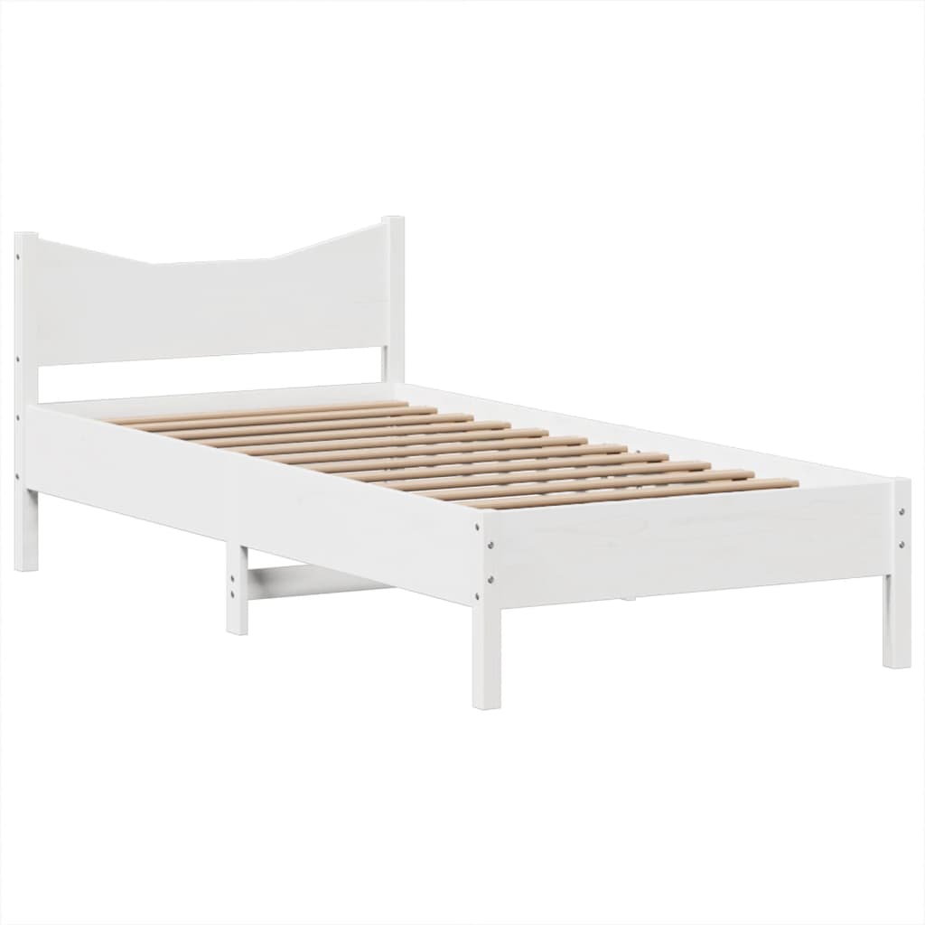 Bed Frame without Mattress White 75x190 cm Small Single Solid Wood Pine