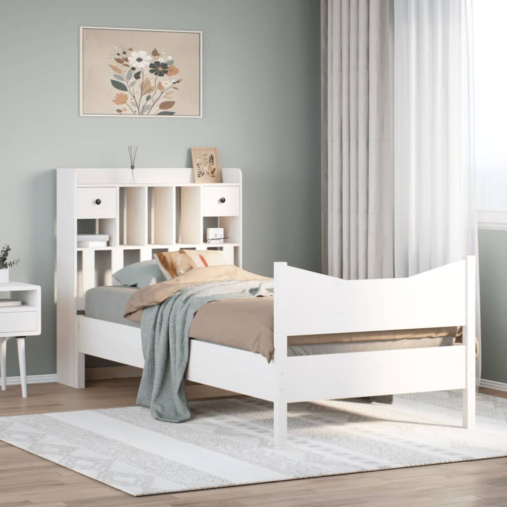 Bed Frame without Mattress White 75x190 cm Small Single Solid Wood Pine