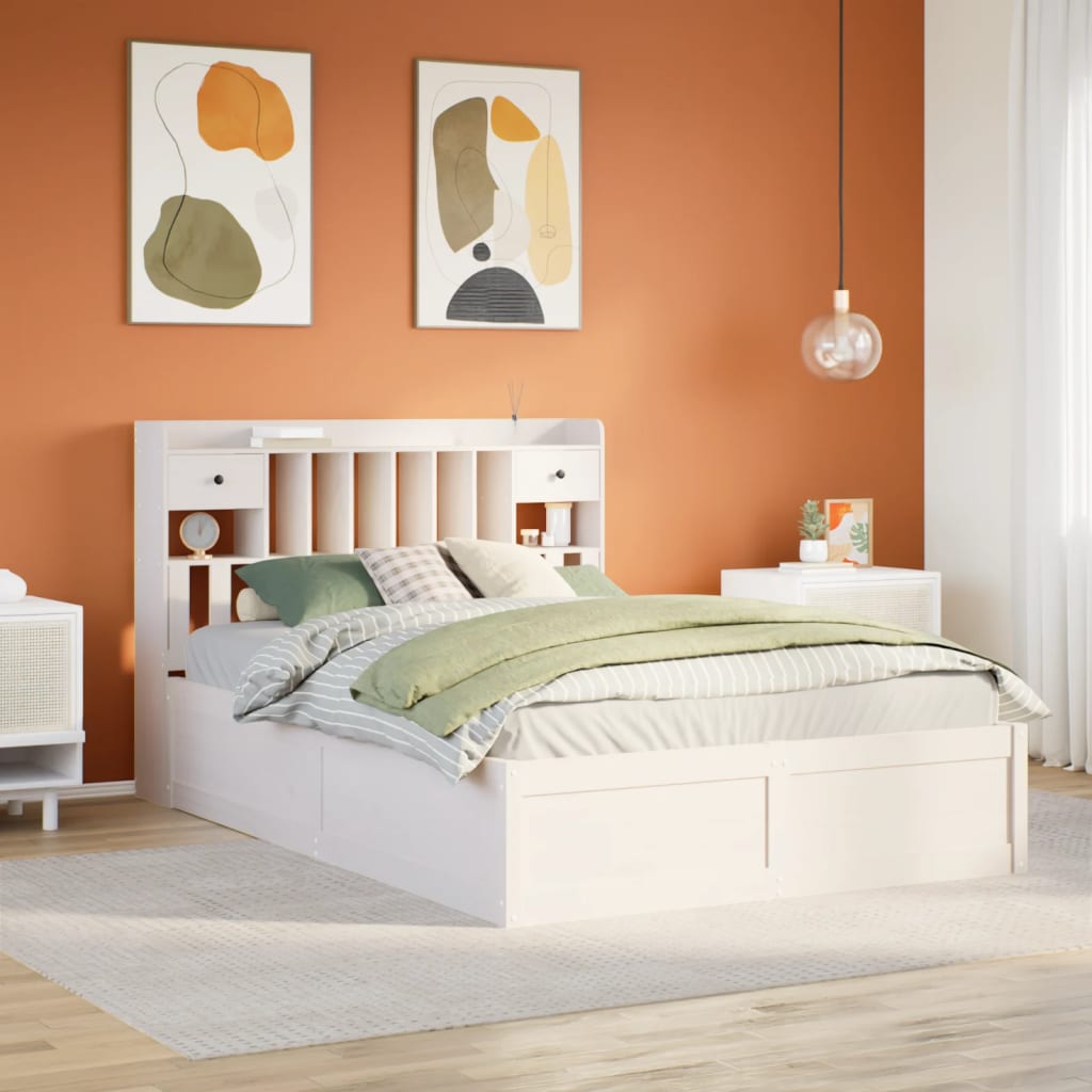 Bed Frame without Mattress White 140x200 cm Solid Wood Pine