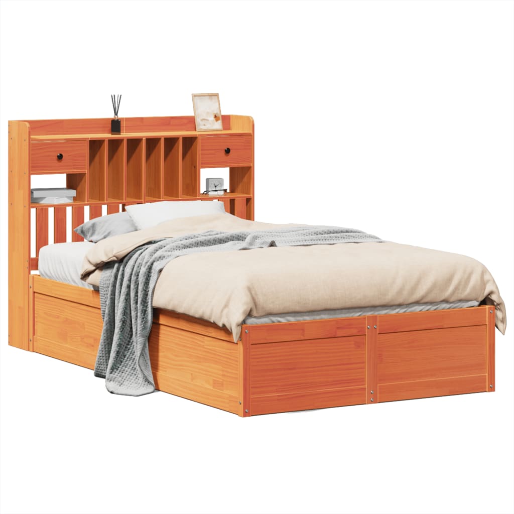 Bed Frame without Mattress Wax Brown 120x190 cm Small Double Solid Wood Pine