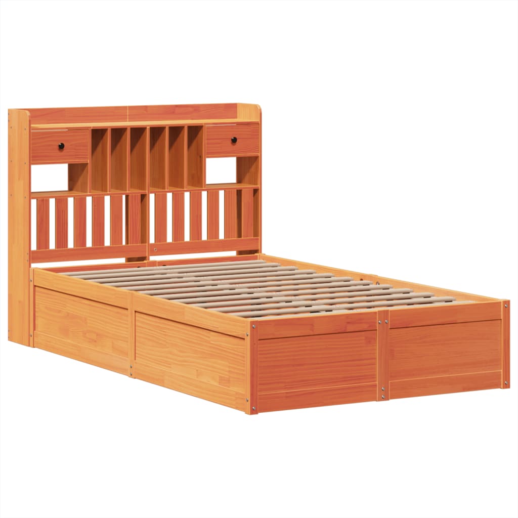 Bed Frame without Mattress Wax Brown 120x190 cm Small Double Solid Wood Pine