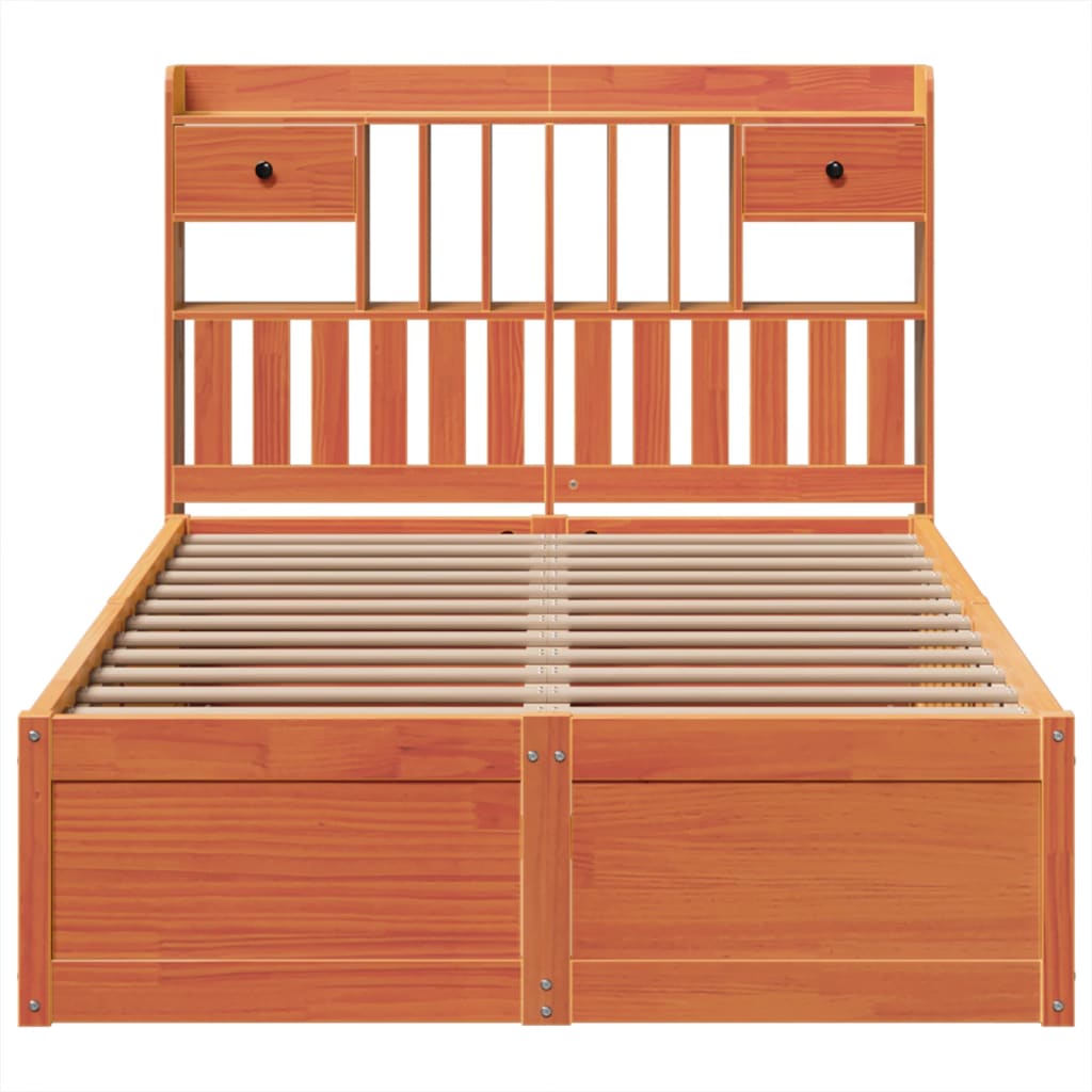 Bed Frame without Mattress Wax Brown 120x190 cm Small Double Solid Wood Pine