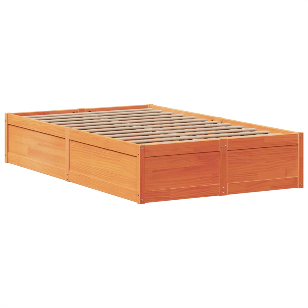Bed Frame without Mattress Wax Brown 120x190 cm Small Double Solid Wood Pine