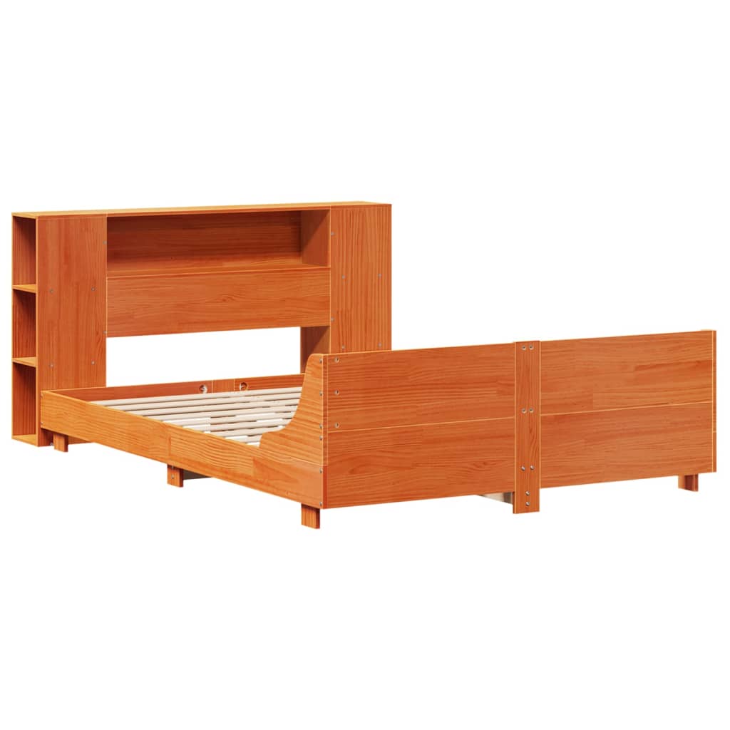 Bed Frame without Mattress Wax Brown 160x200 cm Solid Wood Pine