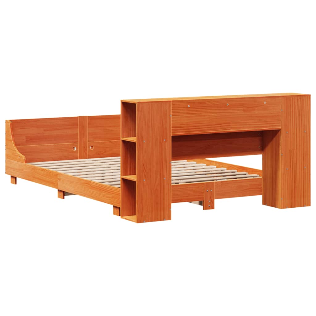 Bed Frame without Mattress Wax Brown 160x200 cm Solid Wood Pine