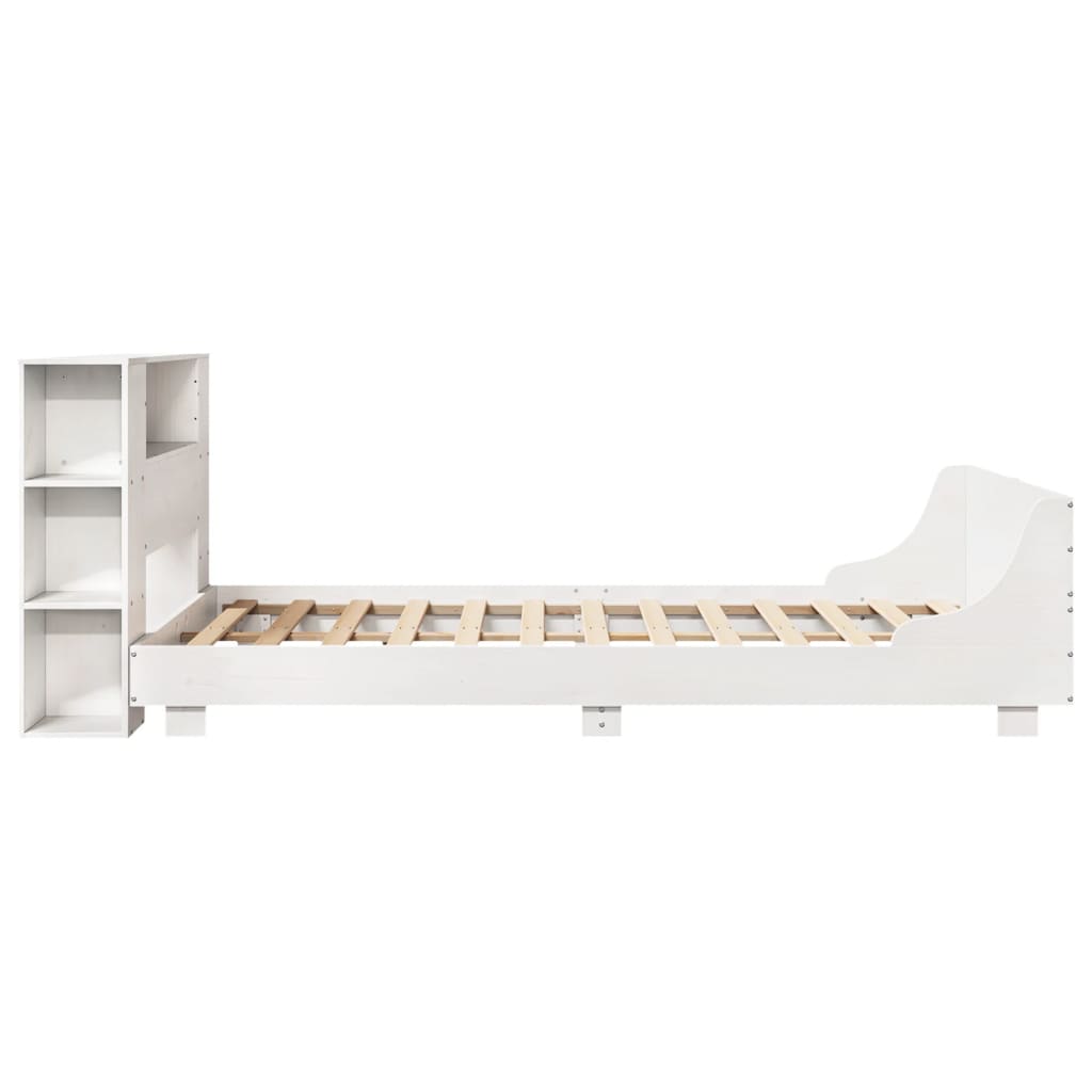 Bed Frame without Mattress White 150x200 cm King Size Solid Wood Pine