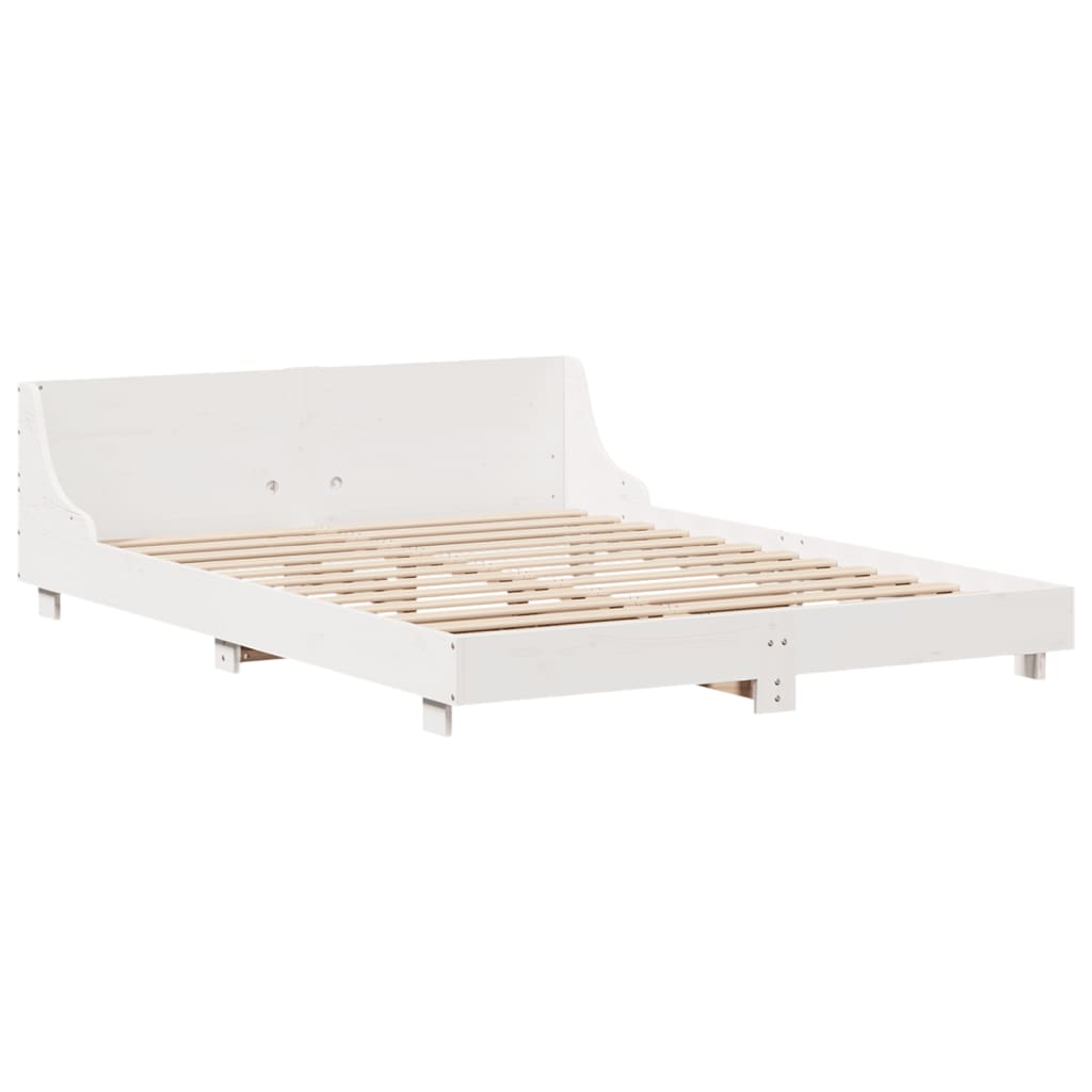 Bed Frame without Mattress White 120x200 cm Solid Wood Pine