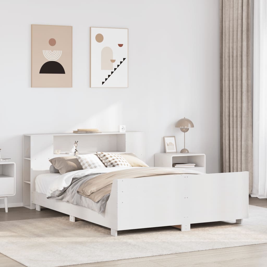 Bed Frame without Mattress White 120x200 cm Solid Wood Pine