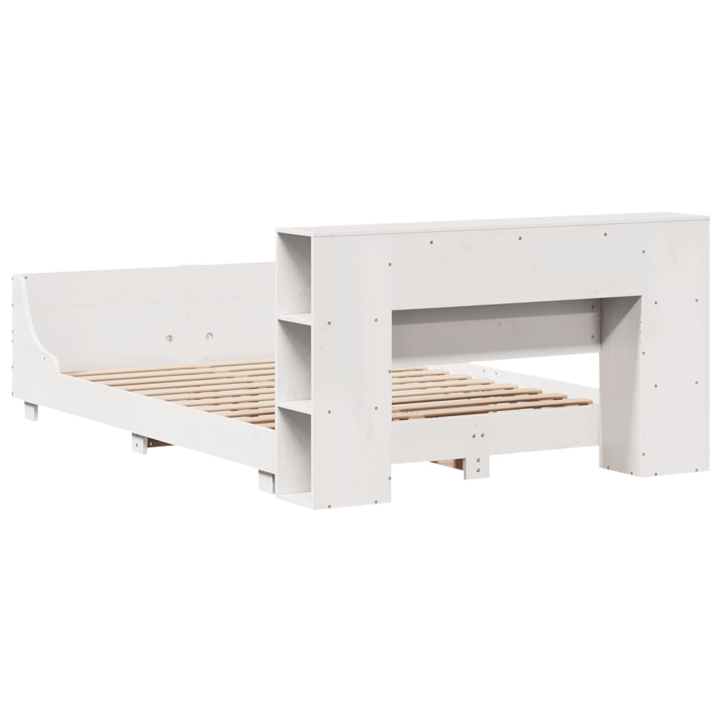 Bed Frame without Mattress White 140x190 cm Solid Wood Pine