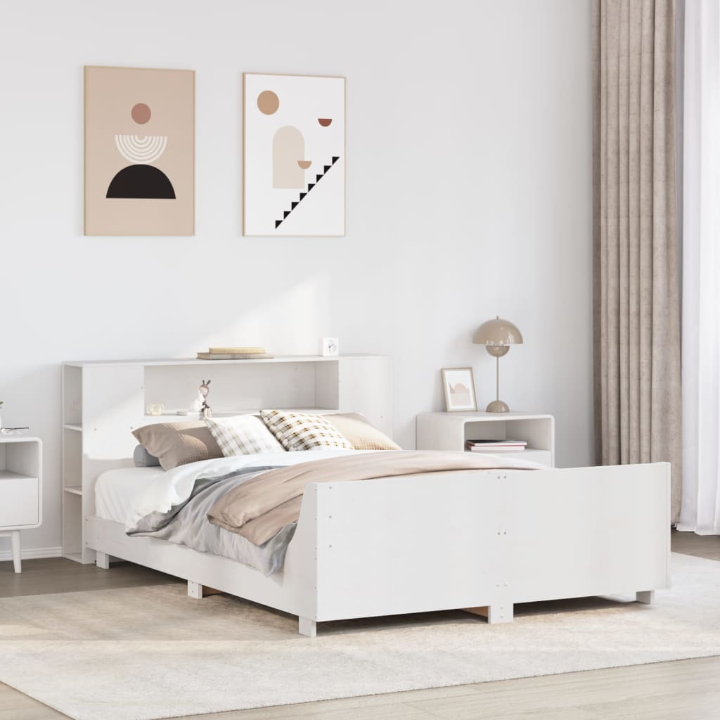 Bed Frame without Mattress White 140x190 cm Solid Wood Pine