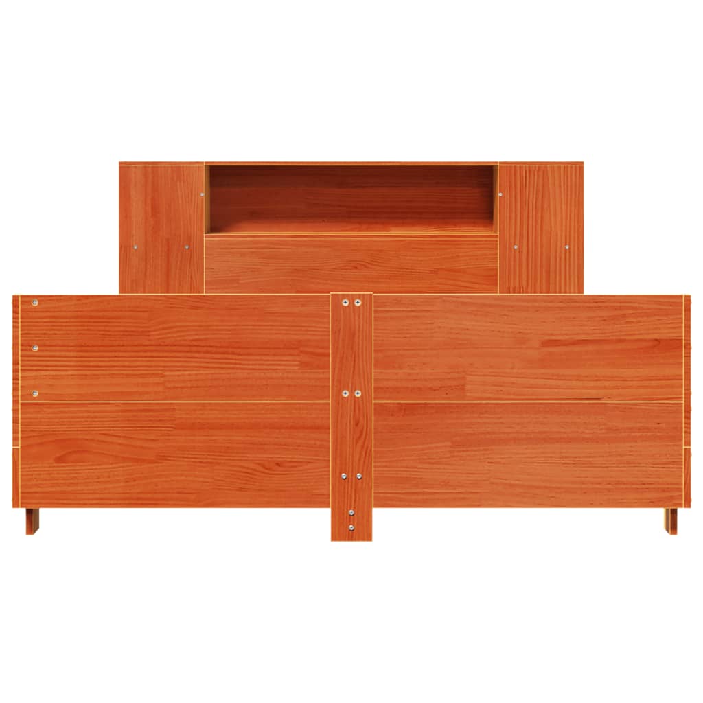 Bed Frame without Mattress Wax Brown 135x190 cm Double Solid Wood Pine