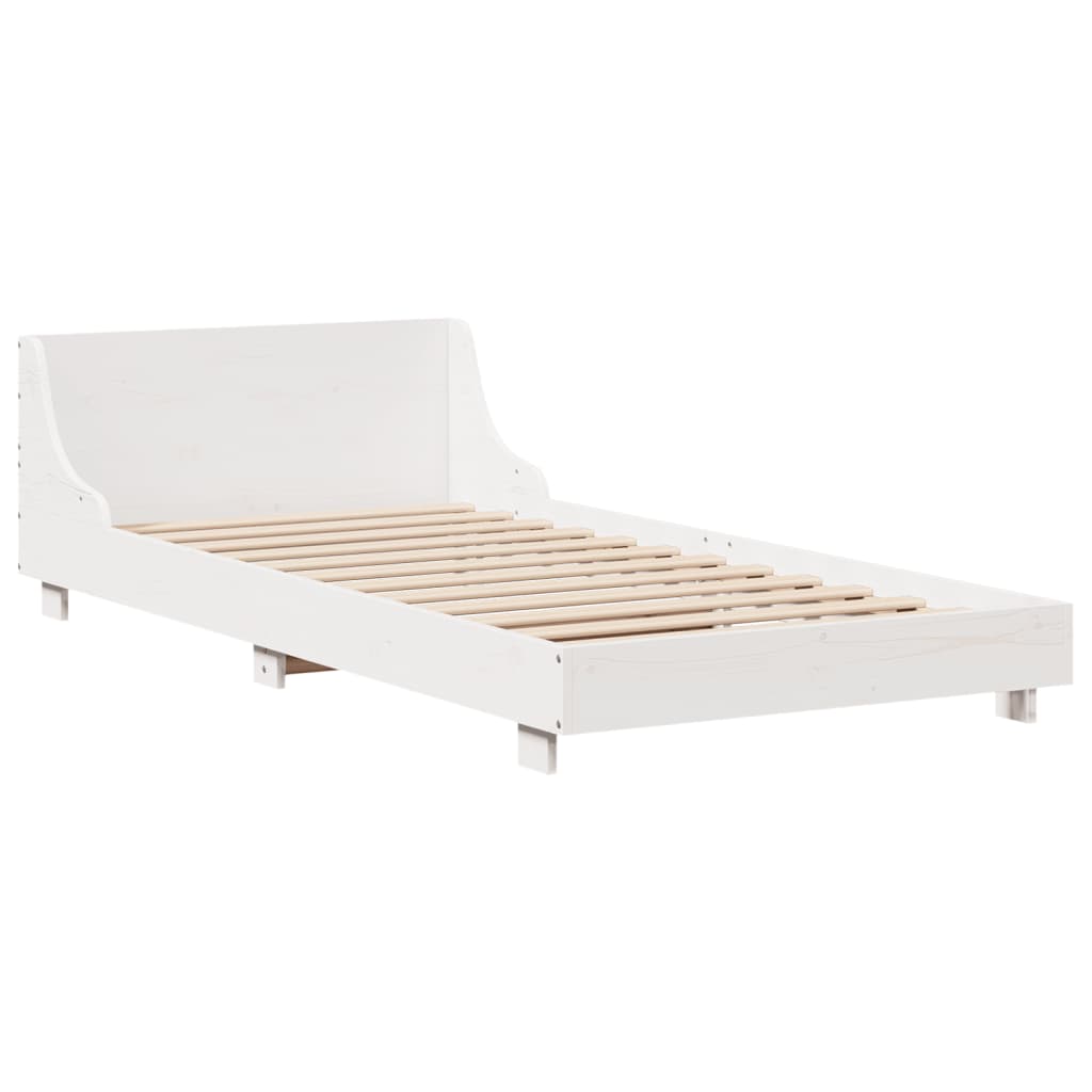 Bed Frame without Mattress White 90x200 cm Solid Wood Pine