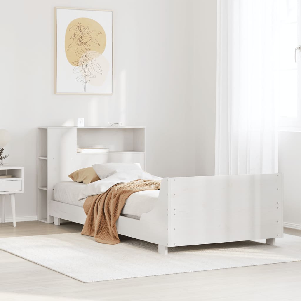 Bed Frame without Mattress White 90x200 cm Solid Wood Pine