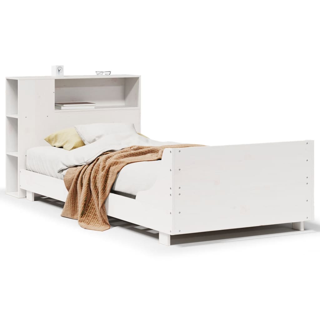Bed Frame without Mattress White 90x190 cm Single Solid Wood Pine