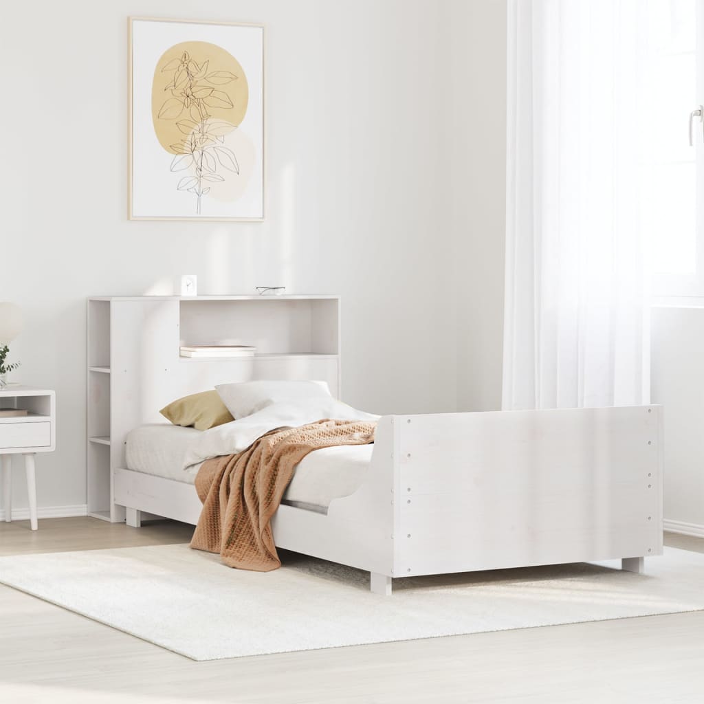 Bed Frame without Mattress White 90x190 cm Single Solid Wood Pine