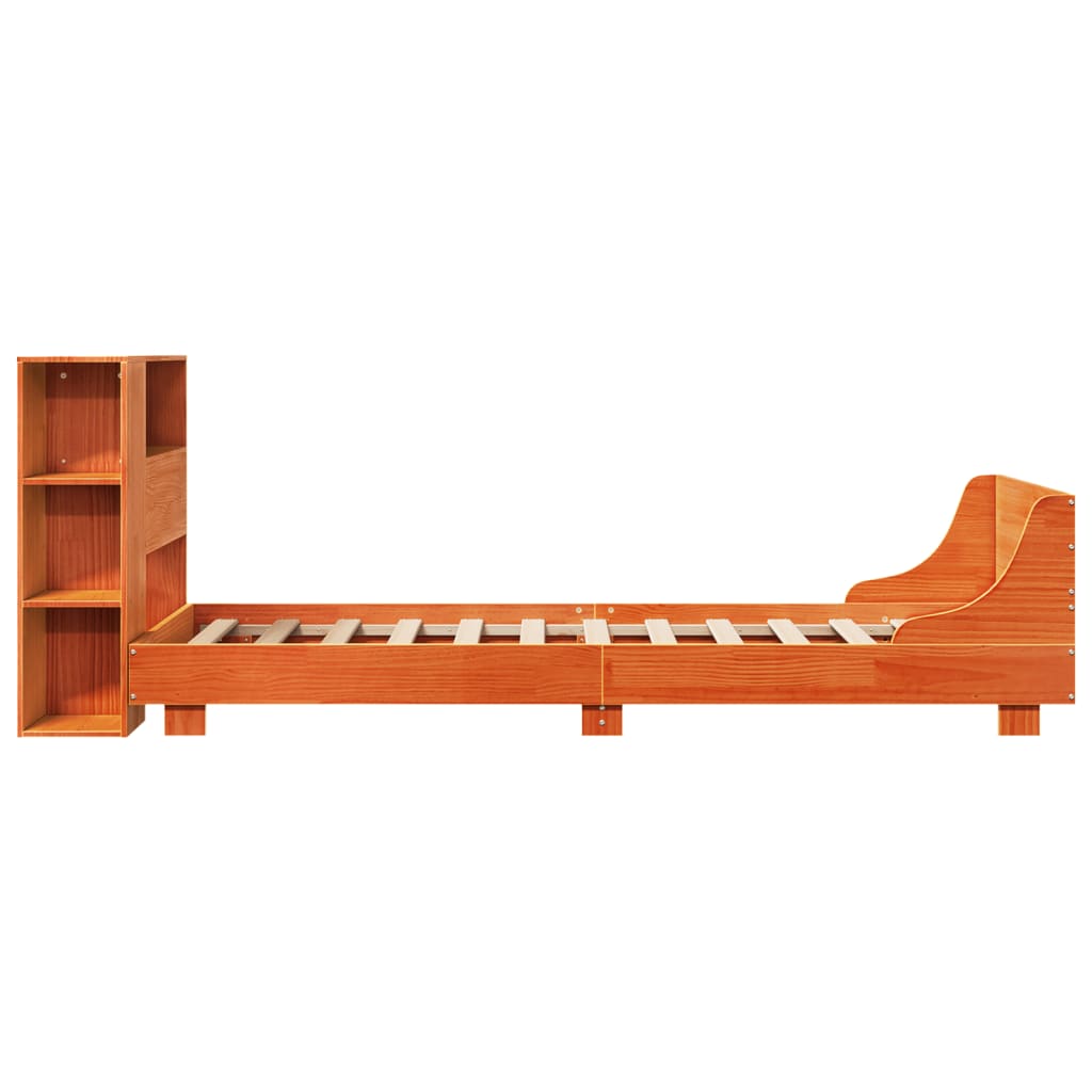 Bed Frame without Mattress Wax Brown 75x190 cm Small Single Solid Wood Pine