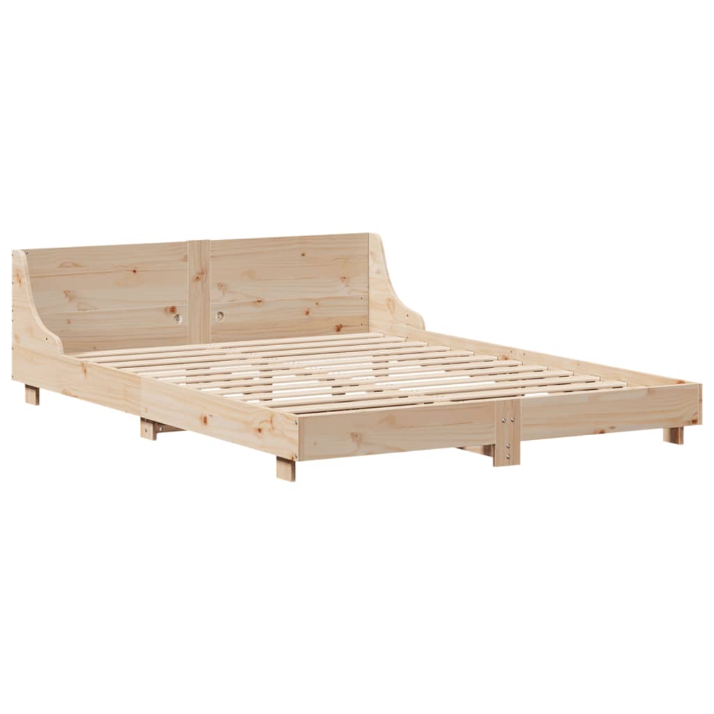 Bed Frame without Mattress 150x200 cm King Size Solid Wood Pine