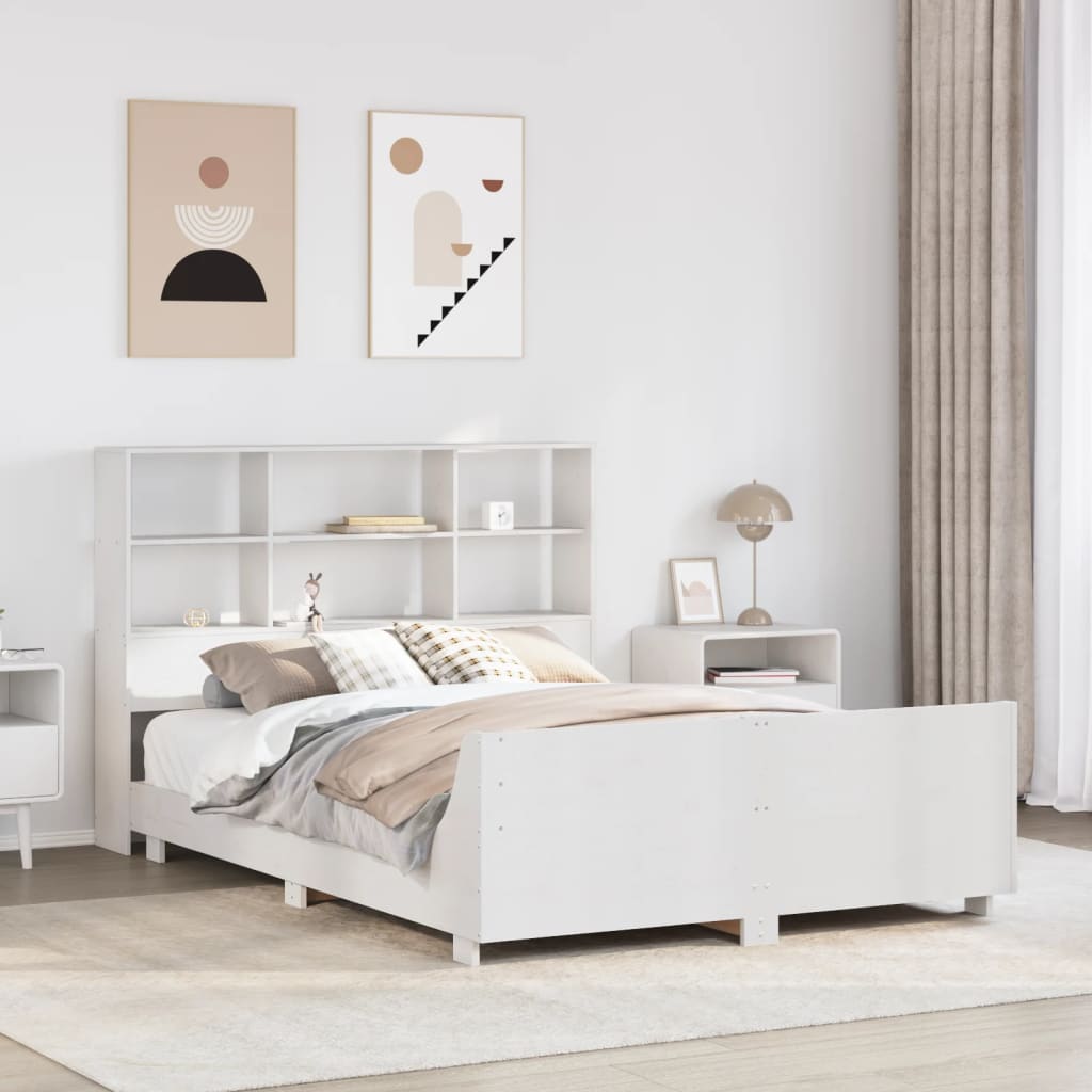 Bed Frame without Mattress White 120x200 cm Solid Wood Pine