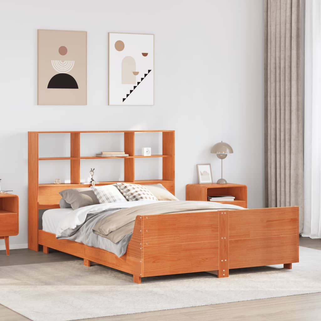 Bed Frame without Mattress Wax Brown 120x190 cm Small Double Solid Wood Pine