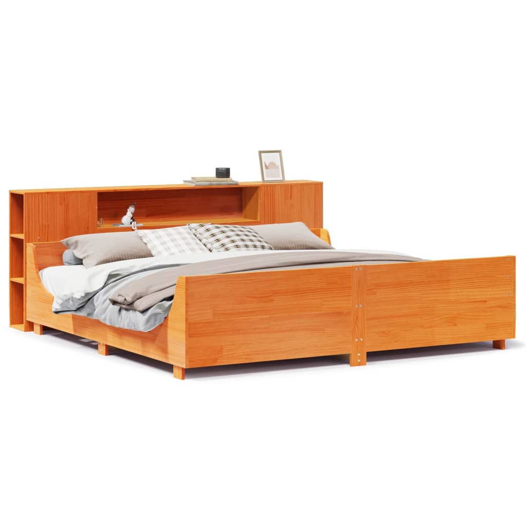 Bed Frame without Mattress Wax Brown 180x200 cm Super King Solid Wood Pine