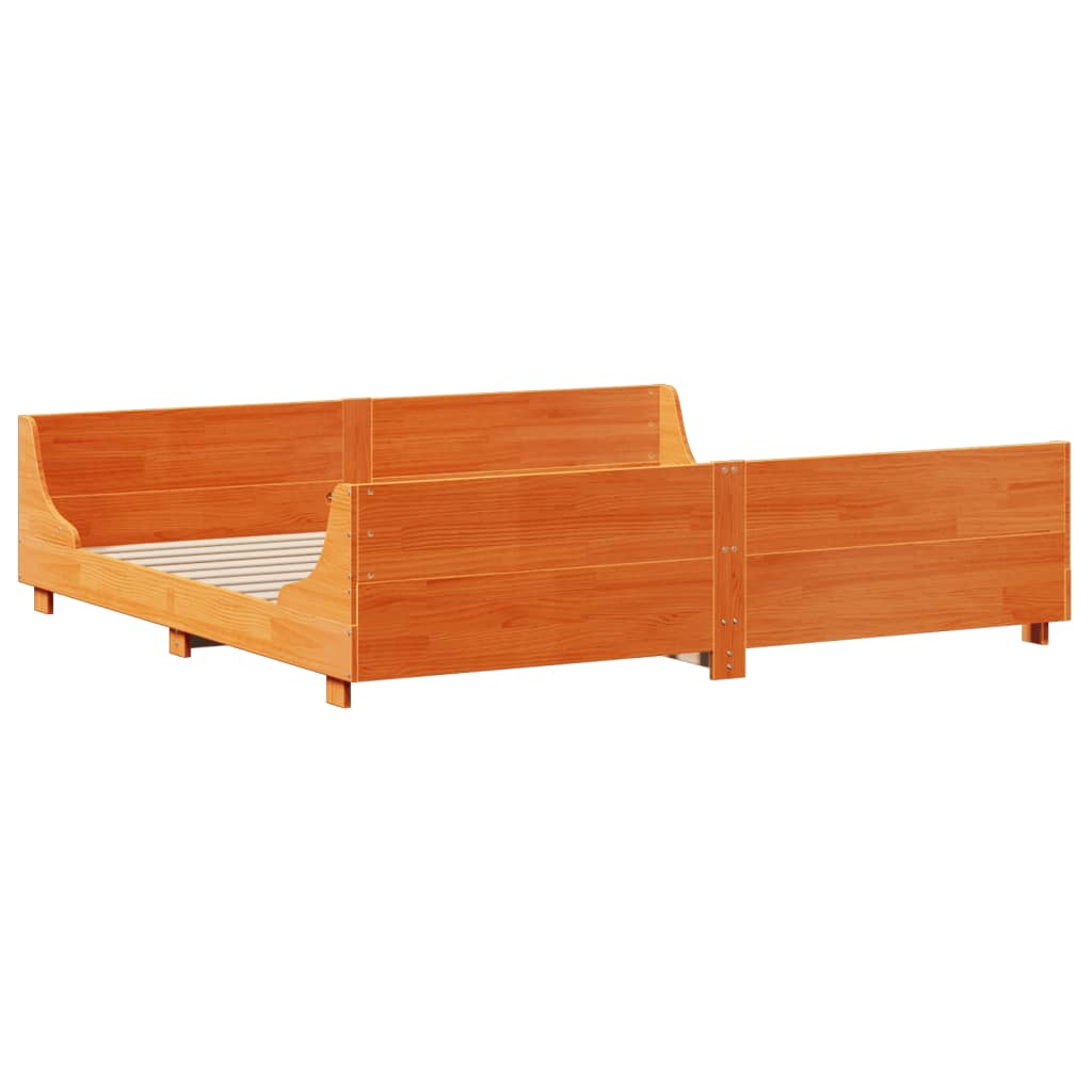 Bed Frame without Mattress Wax Brown 180x200 cm Super King Solid Wood Pine