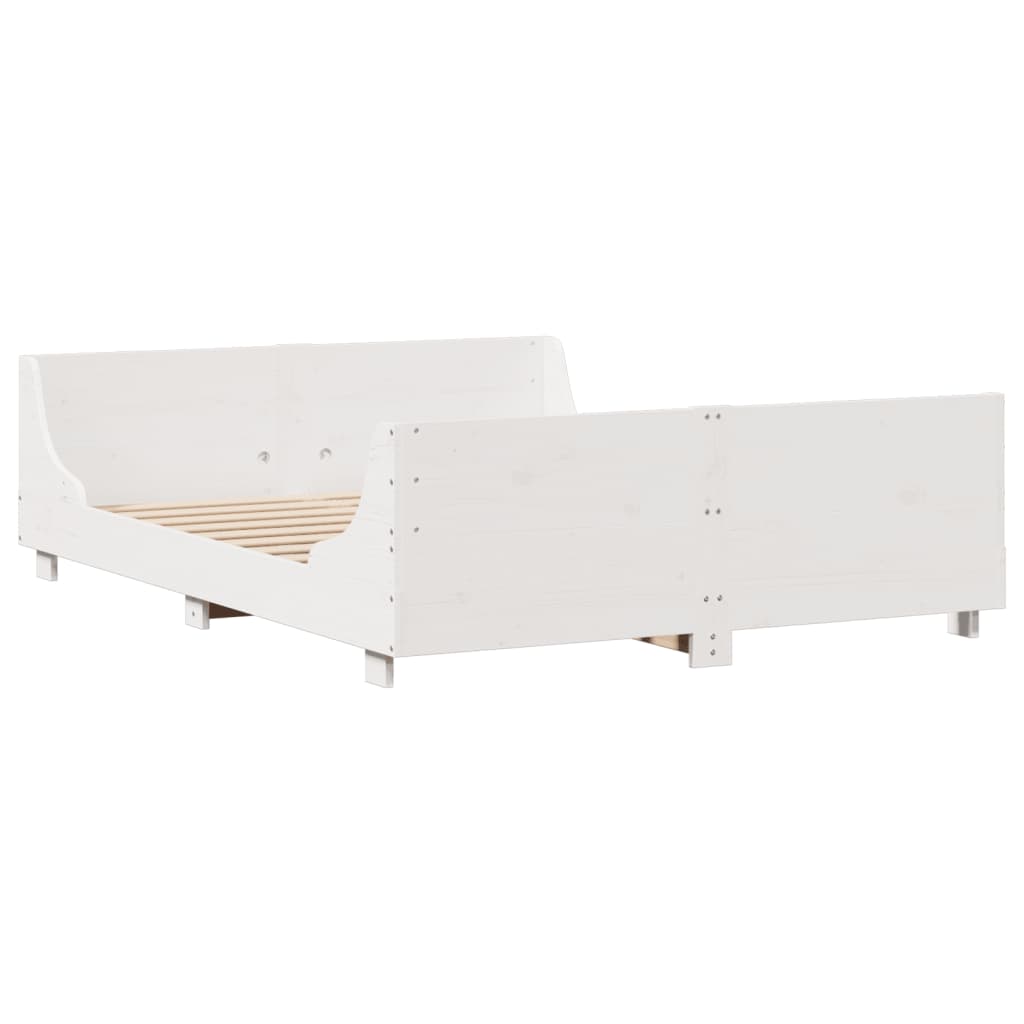 Bed Frame without Mattress White 160x200 cm Solid Wood Pine