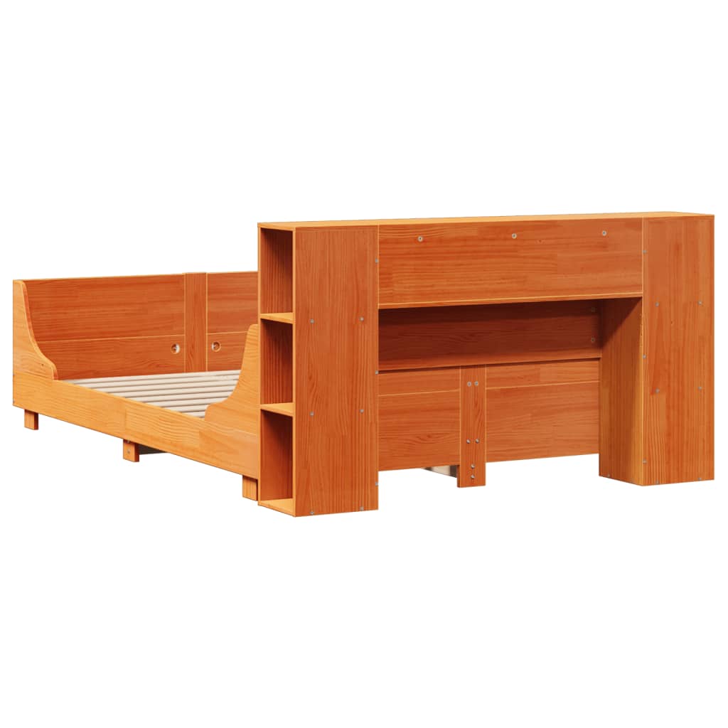 Bed Frame without Mattress Wax Brown 150x200 cm King Size Solid Wood Pine