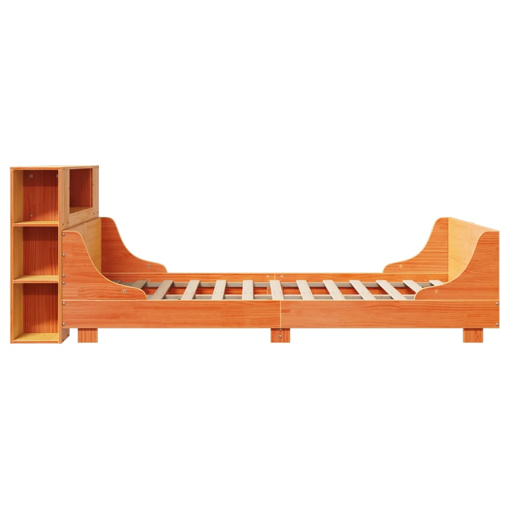 Bed Frame without Mattress Wax Brown 135x190 cm Double Solid Wood Pine